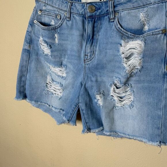 Garage Shorts Women's 7 blue Boyfriend Denim Distressed - Picture 5 of 12